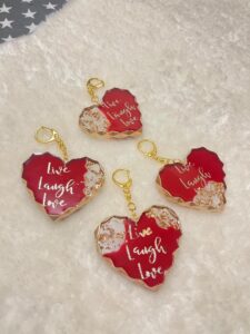 Handcrafted heart shaped Resin  Keychains